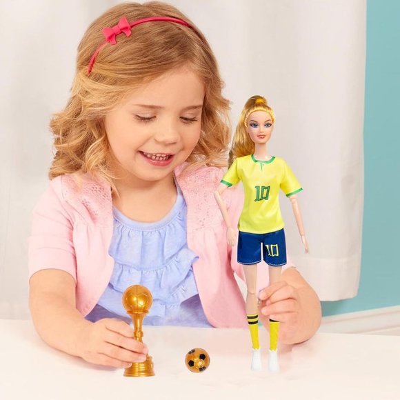 Brazil Soccer Player Doll Toys Includes Light-Up Toy Trophy - Picture 4 of 6